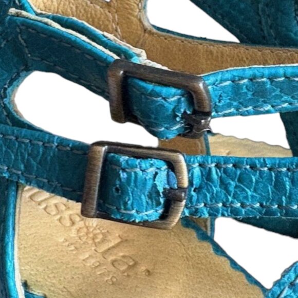 Bussola Marseille Cage Wedge "Snake" Leather Sandals - Turquoise - 39/8.5 - Picture 14 of 14